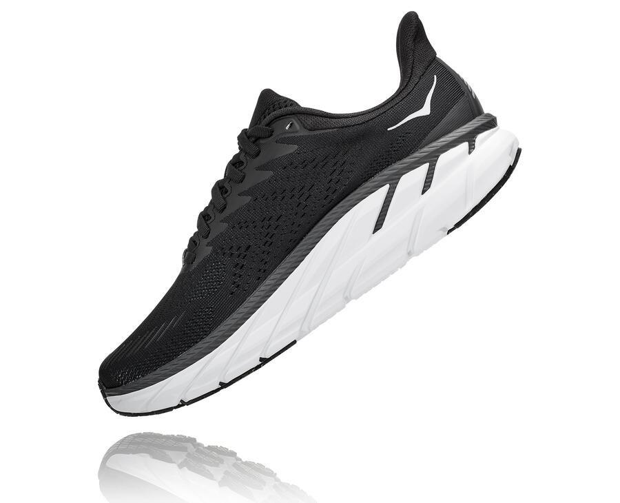 Hoka One One Koşu Ayakkabısı Kadın Siyah/Beyaz - Clifton 7 - UR9108674